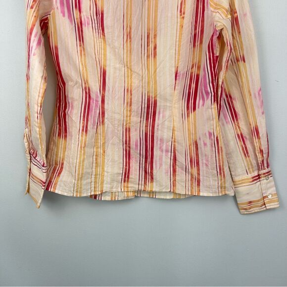 Naracamicie Striped Pink and Yellow Tie-Dye Wrinkle Button-Up Shirt Sz III or 6 - Picture 11 of 13